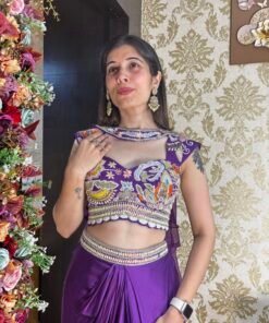 Alternative view of ROYAL PURPLE DIVA INDO WESTERN SET