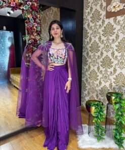 MISHA STYLISH PURPLE INDO WESTERN WITH DRAMATIC CAPE