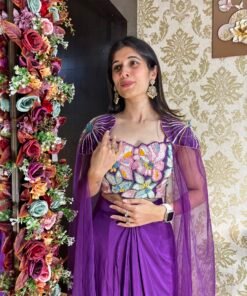 Alternative view of MISHA STYLISH PURPLE INDO WESTERN WITH DRAMATIC CAPE