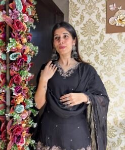 Alternative view of DIYA BLACK SHORT TOP WITH PLAZZO & DUPATTA