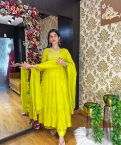 MYRAH LIRIL GREEN HEAVY ANARKALI PLAZZO SUIT WITH DUPATTA
