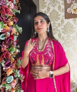 Alternative view of FUCHSIA GLAM CAPE SKIRT CROPTOP SET