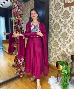 RIHA STYLISH MAROON PLAZZO SET WITH DUPATTA