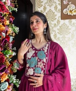 Alternative view of RIHA STYLISH MAROON PLAZZO SET WITH DUPATTA