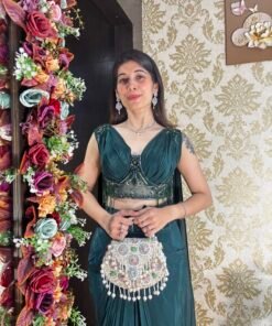 Alternative view of MIDNGHT GREEN GLAM INDO SET WITH DUPATTA ATTACHED