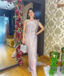 DUSKY PINK GLAMOUR DRAPE SAREE