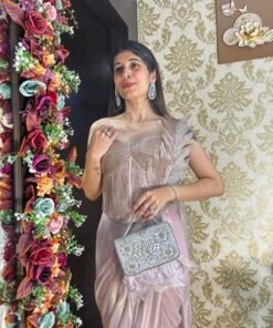 Alternative view of DUSKY PINK GLAMOUR DRAPE SAREE