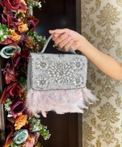 MYSTIC FEATHER BLOOM SILVER DIAMOND BAG