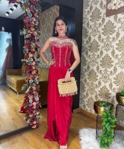 HOT RED COCKTAIL CORSET INDO SET