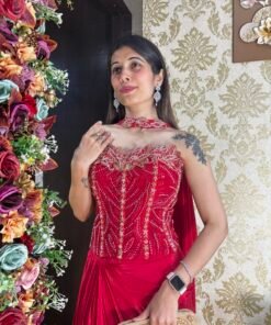 Alternative view of HOT RED COCKTAIL CORSET INDO SET