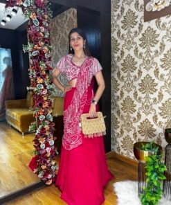 IDAHA STYLISH HOT PINK HEAVY DRAPE SAREE