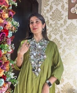 Alternative view of OLIVE IVORY HEAVY CO-ORD SET