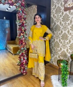 ROYAL YELLOW HEAVY SHARARA SET WITH DUPATTA