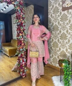 ROYAL PINK HEAVY SHARARA SET WITH DUPATTA