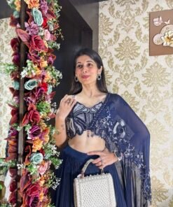 Alternative view of TWILIGHT BLUE LENGHA SET WITH ONE SIDE FLAP