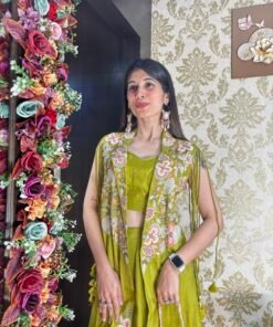 Alternative view of MEHAR GREEN JACKET STYLE INDO WESTERN WITH FRINGES