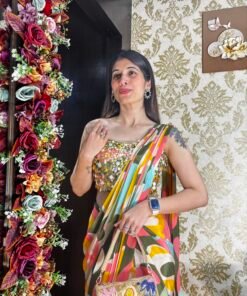 Alternative view of CELESTE SEQUIN ABSTRACT DRAPE-MULTI COLOUR
