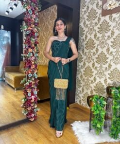 EMERALD ELEGANCE CORSET DRAPE SAREE