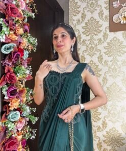 Alternative view of EMERALD ELEGANCE CORSET DRAPE SAREE