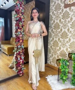 IVORY ELEGANCE CORSET DRAPE SAREE