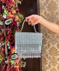 ICE GREEN PEARL STYLISH BOX HANDWORK BAG