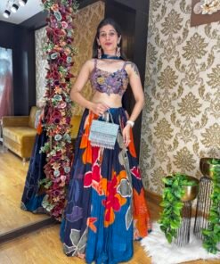 MIDNIGHT BLUE FLORAL LENGHA SET