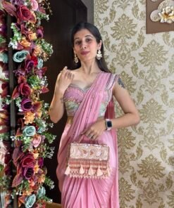 Alternative view of STYLISH BABY PINK DRAMATIC BLOUSE DRAPE SAREE