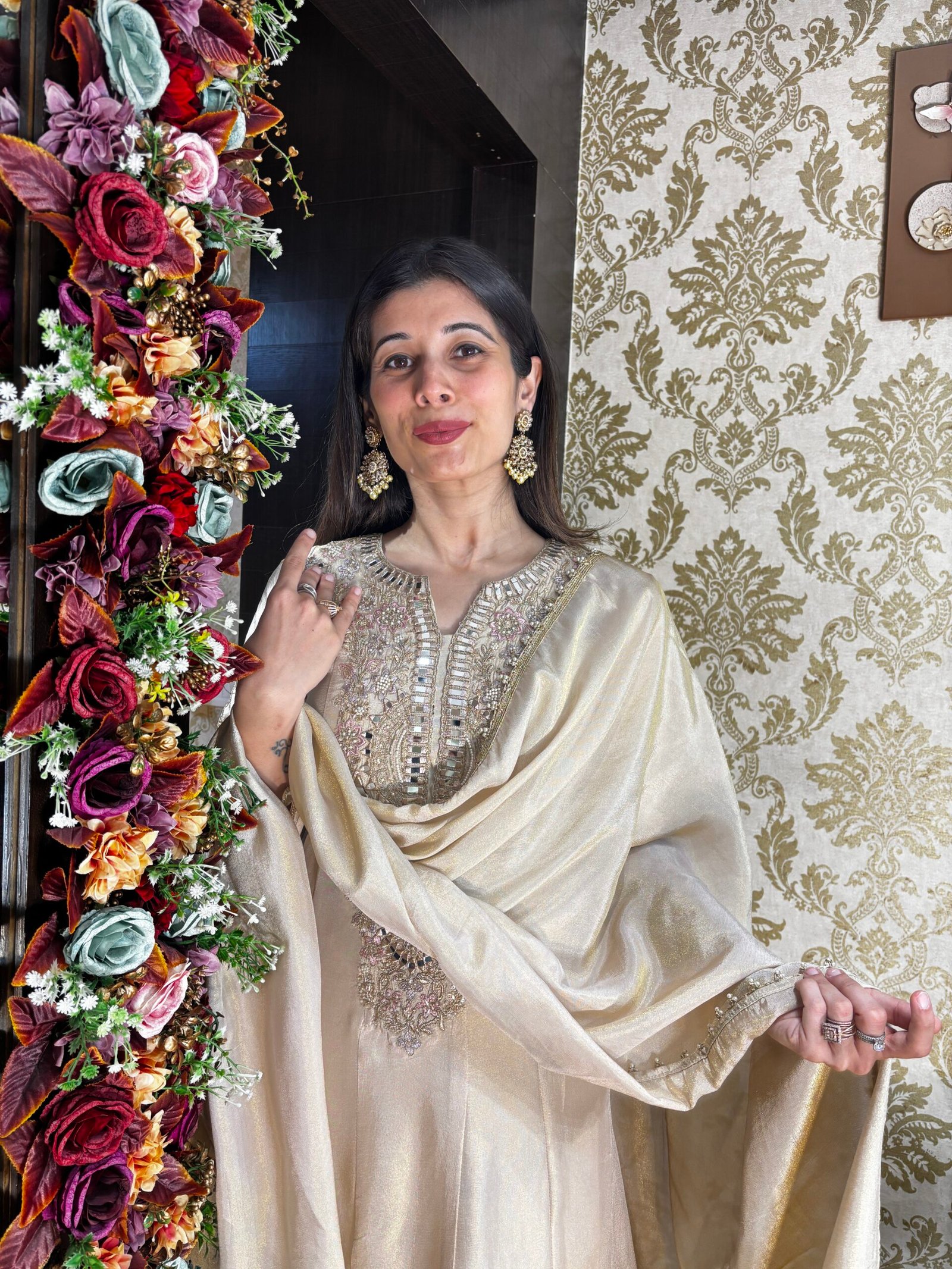 CHAND ANARKALI MIRROR SUIT WITH DUPATTA - Image 2