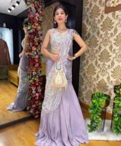 NORA LAVENDER HEAVY FLAP LENGHA DRAPE SAREE