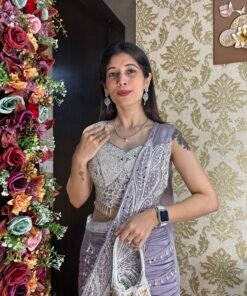 Alternative view of NORA LAVENDER HEAVY FLAP LENGHA DRAPE SAREE