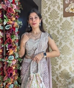 Alternative view of NORA LIGHT LAVENDER FLAP LENGHA DRAPE SAREE