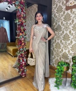 CHAMPAGNE GLOW DRAPE READY TO WEAR SAREE