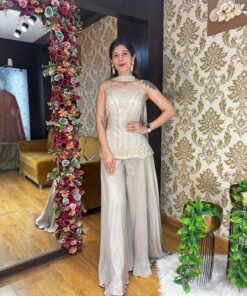 IVORY CLOUD STYLISH SPAGETTI PLAZZO SET WITH DUPATTA