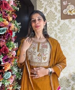 Alternative view of AMBER AURA MUSTARD KURTA SET WITH DUPATAA