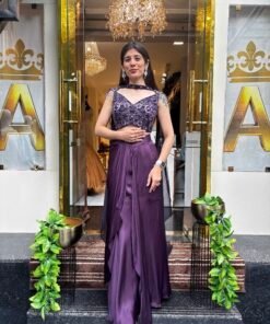 VIANA PURPLE DRAMATIC INDO WESTERN SET