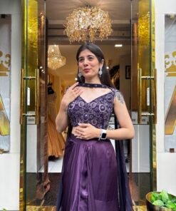 Alternative view of VIANA PURPLE DRAMATIC INDO WESTERN SET