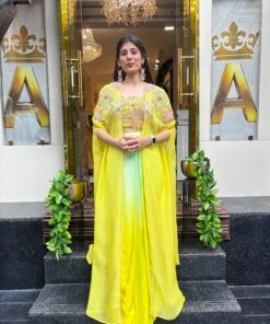 SANGRIA OMBRE YELLOW & MINT GREEN SKIRT BUSTER WITH CAPE