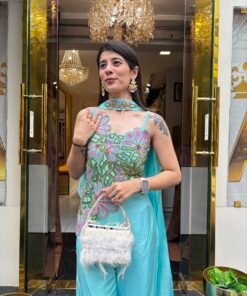 Alternative view of AQUA BLOOM STYLISH PLAZZO SET WITH NECK BELT DUPATTA