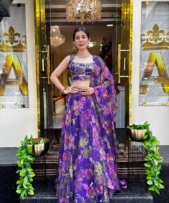 lAVANYA RANI PURPLE FLORAL STUNNING LENGHA CHOLI