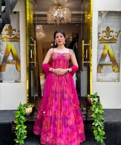 STUNNING ROSE CORSET WITH SKIRT AND DUPATTA