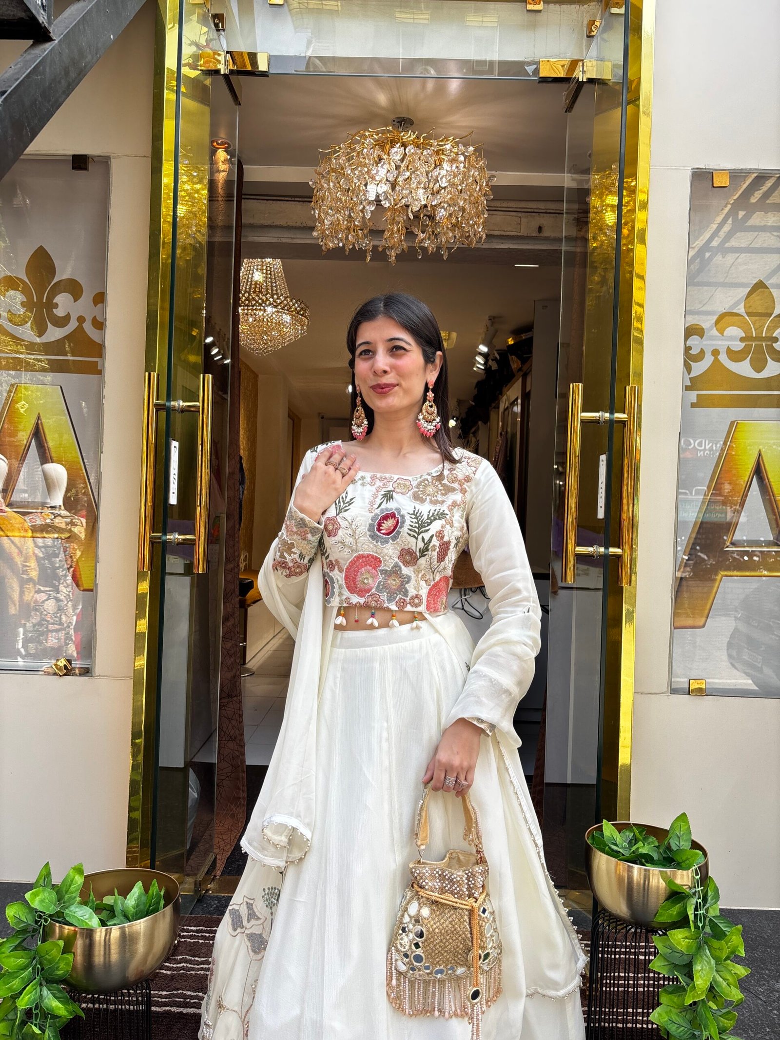 RANGREZA WHITE SKIRT WITH LONG TOP & DUPATTA - Image 2