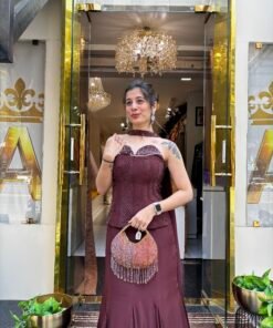 Alternative view of MAHAL MARRONISH BROWN CORSET FISH CUT LENGHA