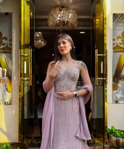 Alternative view of MOONLIGHT MAUVE MERMAID CROP TOP WITH DUPATTA
