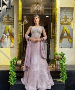 MOONLIGHT MAUVE MERMAID CROP TOP WITH DUPATTA