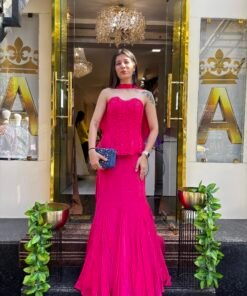 MERMAID HOT PINK STYLISH CORSET SET WITH DUPATTA