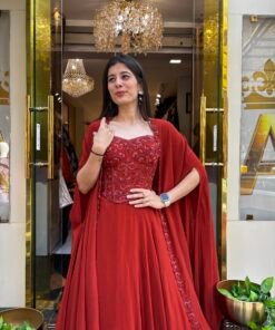 Alternative view of ZARIYA RUST CORSET WITH SKIRT AND CAPE SET