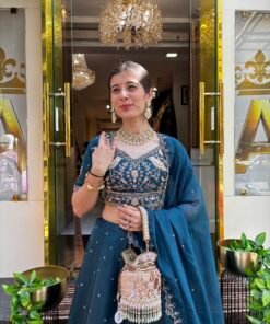 Alternative view of ROYAL NOOR HEAVY LENGHA CHOLI WITH HAND WORK AND DUPATTA-PEACOCK BLUE