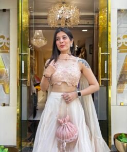 Alternative view of AFSANA NUDE PINK FAIRY LENGHA SET WITH NECK BELT DUPATTA