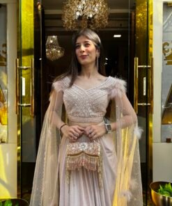 Alternative view of ZIYA NUDE GOLD SKIRT WITH CROP AND ATTACHED CAPE FEATHERS