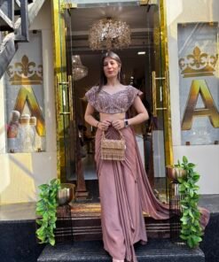 ZOYA COCOA DRAPED ENSEMBLE